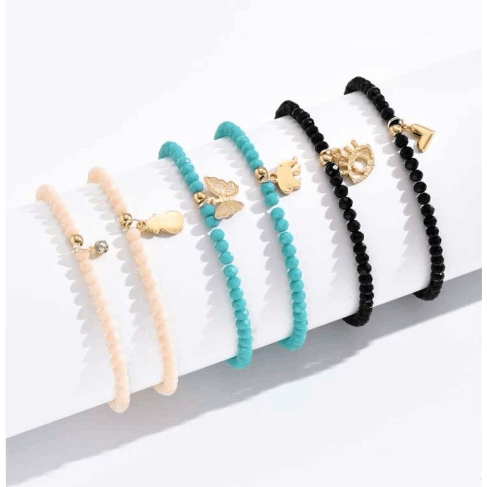 Stackable Charmed Beaded Stretch Bracelet Set - Picture 2 of 4